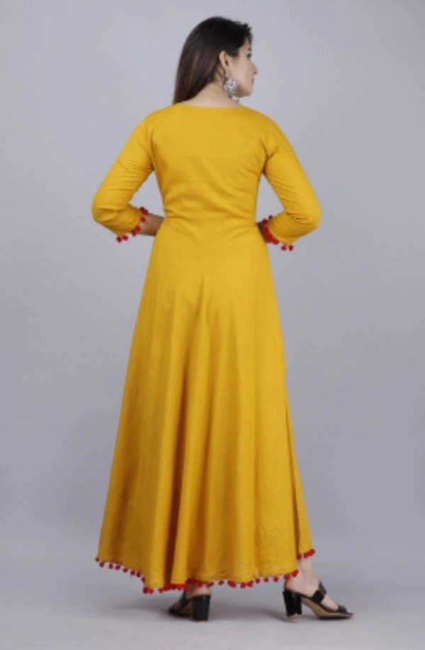 VASANT APPAREL Women Embroidered Anarkali Kurta - S, M, L, XL, XXL, Yellow